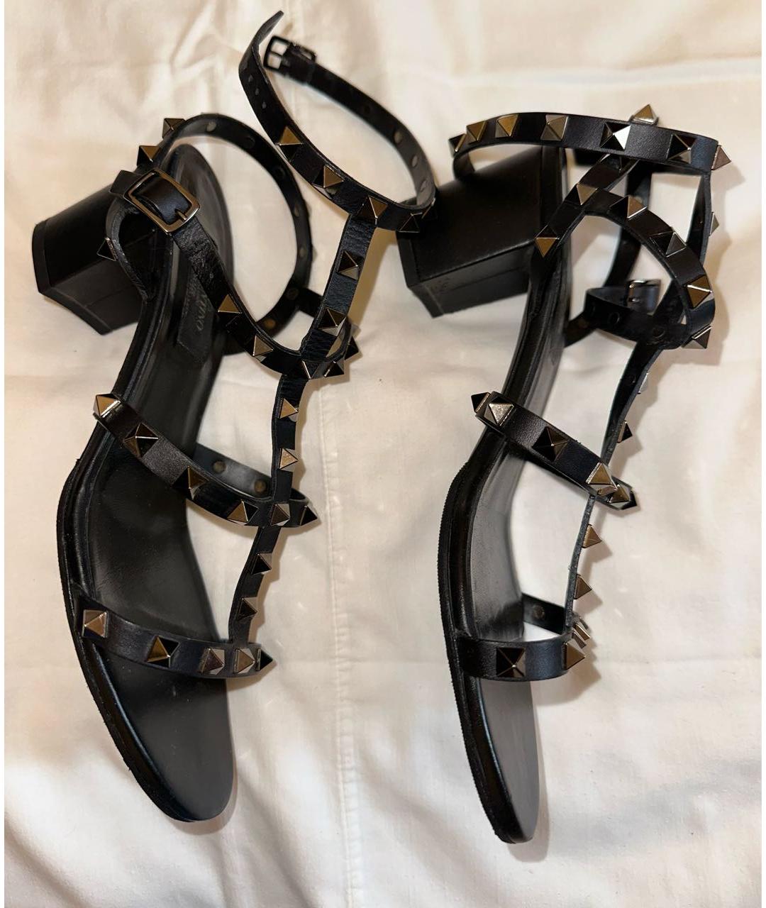 VALENTINO Черные кожаные босоножки, фото 5