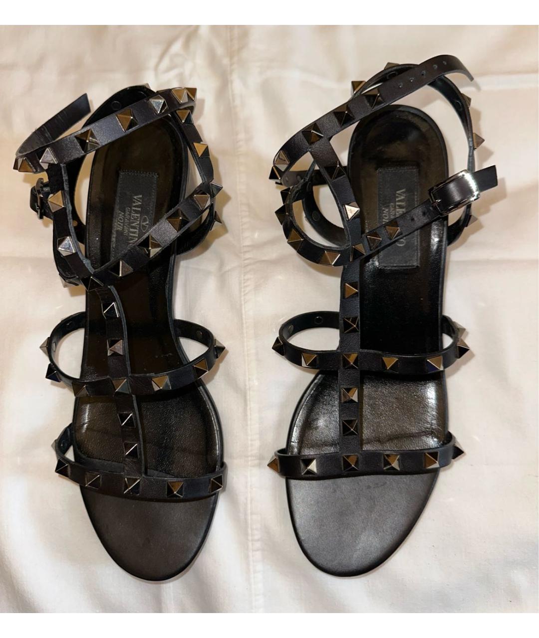 VALENTINO Черные кожаные босоножки, фото 2