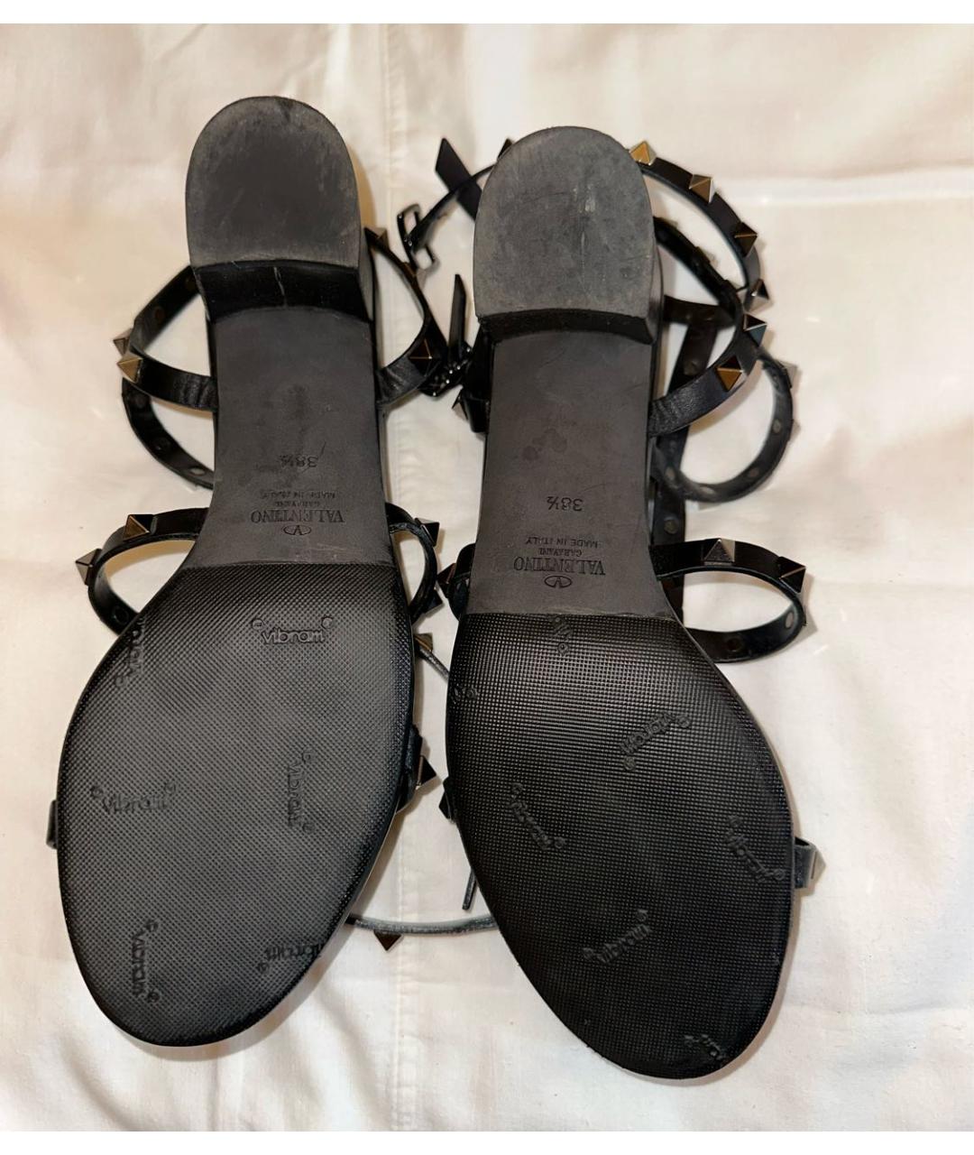 VALENTINO Черные кожаные босоножки, фото 3