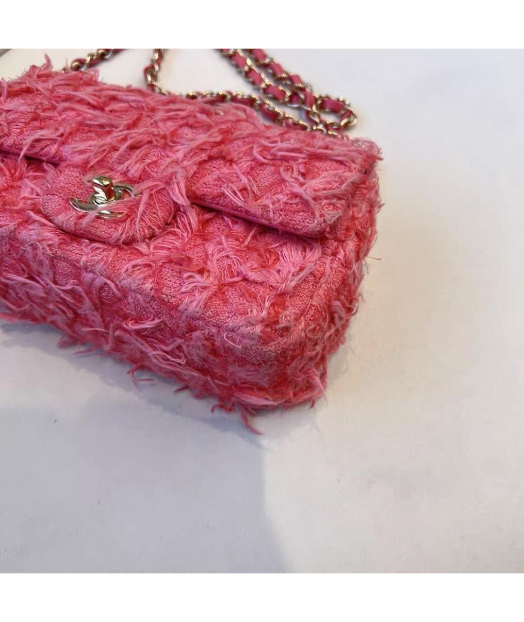 CHANEL Розовая твидовая сумка через плечо, фото 6