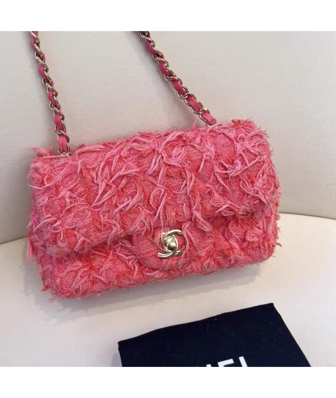 CHANEL Розовая твидовая сумка через плечо, фото 2
