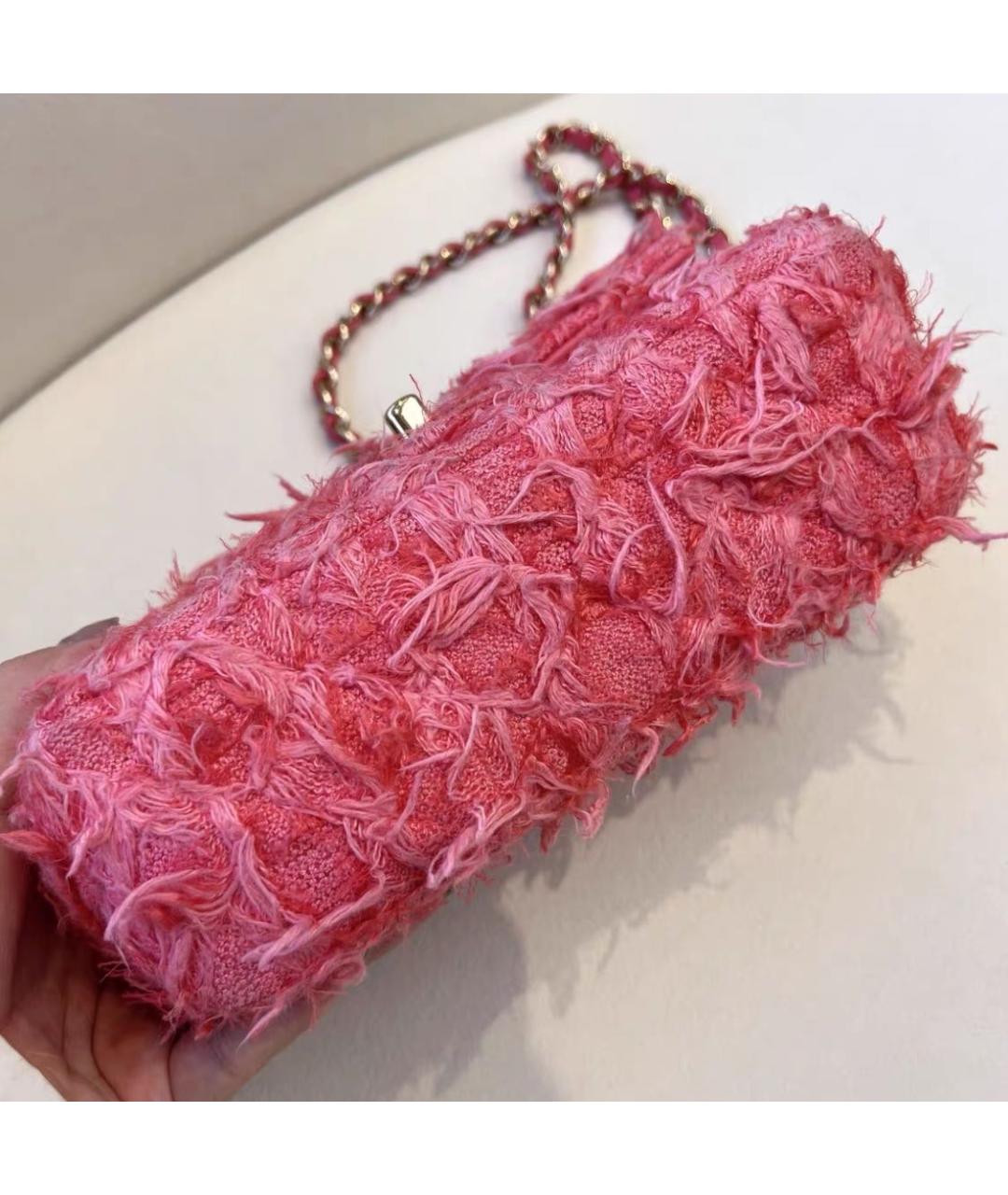 CHANEL Розовая твидовая сумка через плечо, фото 4