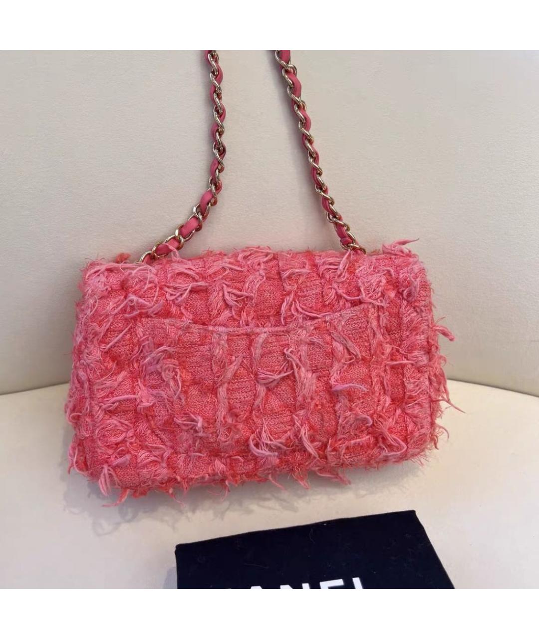 CHANEL Розовая твидовая сумка через плечо, фото 3
