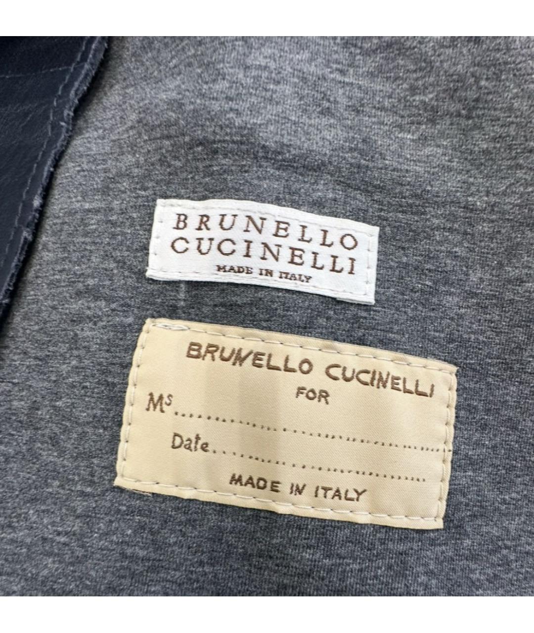 BRUNELLO CUCINELLI Темно-синяя кожаная куртка, фото 4