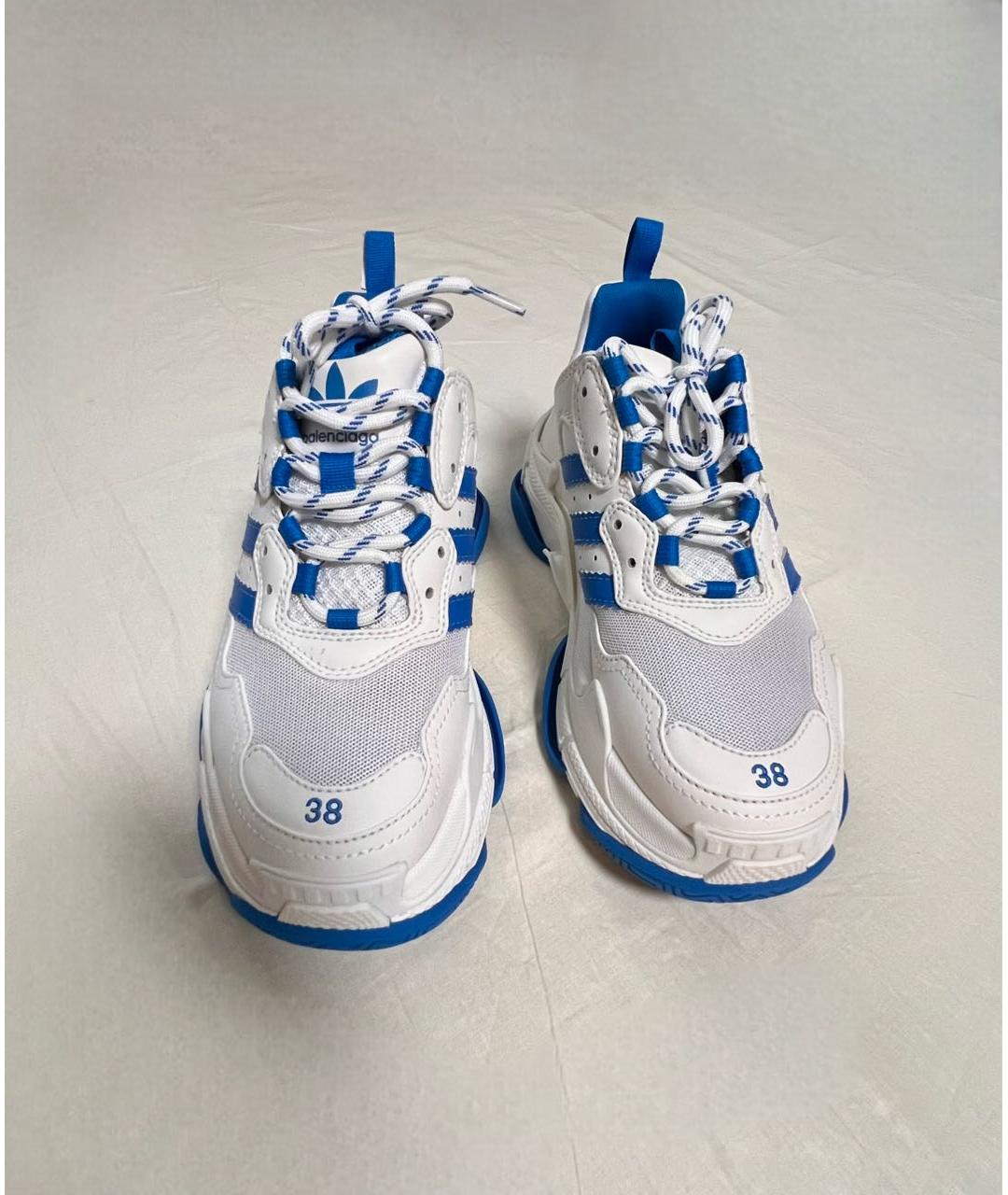 BALENCIAGA Белые кожаные кроссовки, фото 2