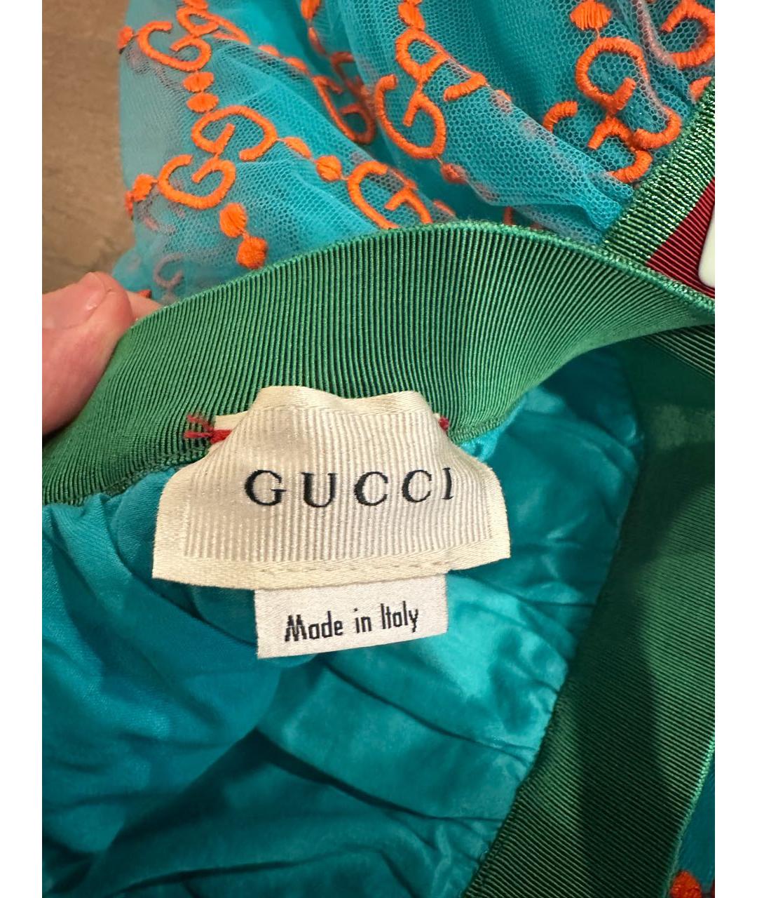 GUCCI Бирюзовая хлопковая юбка, фото 4