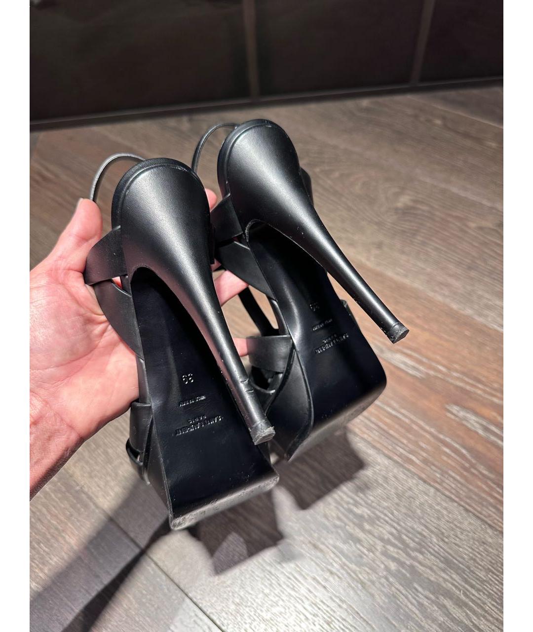 SAINT LAURENT Черные кожаные туфли, фото 4