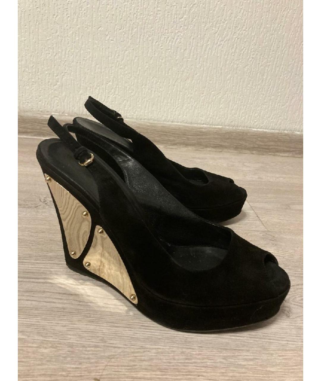 GUCCI Черные замшевые босоножки, фото 4