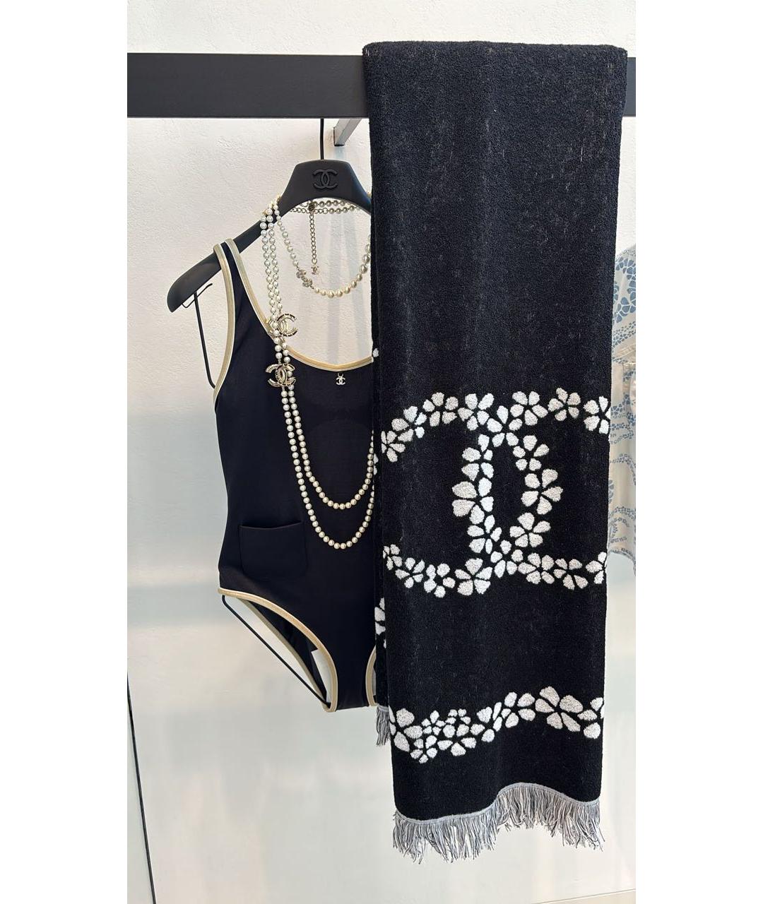 CHANEL Черное хлопковое парео, фото 3
