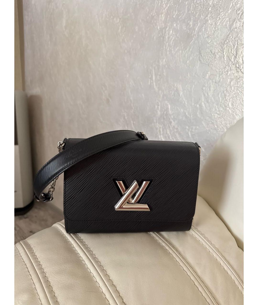 LOUIS VUITTON Черная кожаная сумка через плечо, фото 5