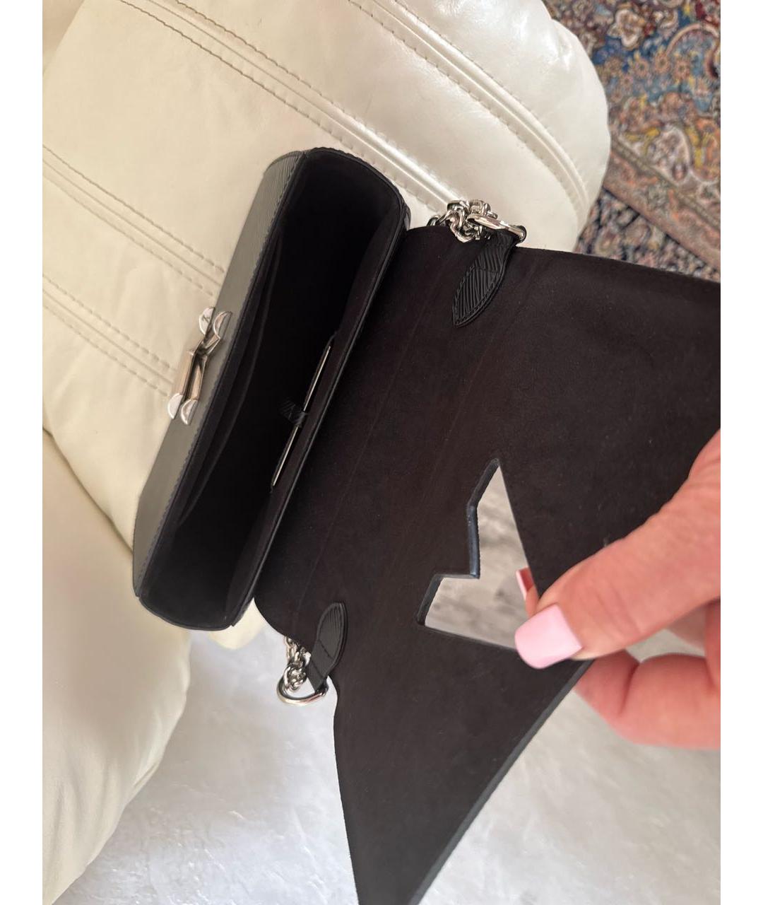 LOUIS VUITTON Черная кожаная сумка через плечо, фото 4