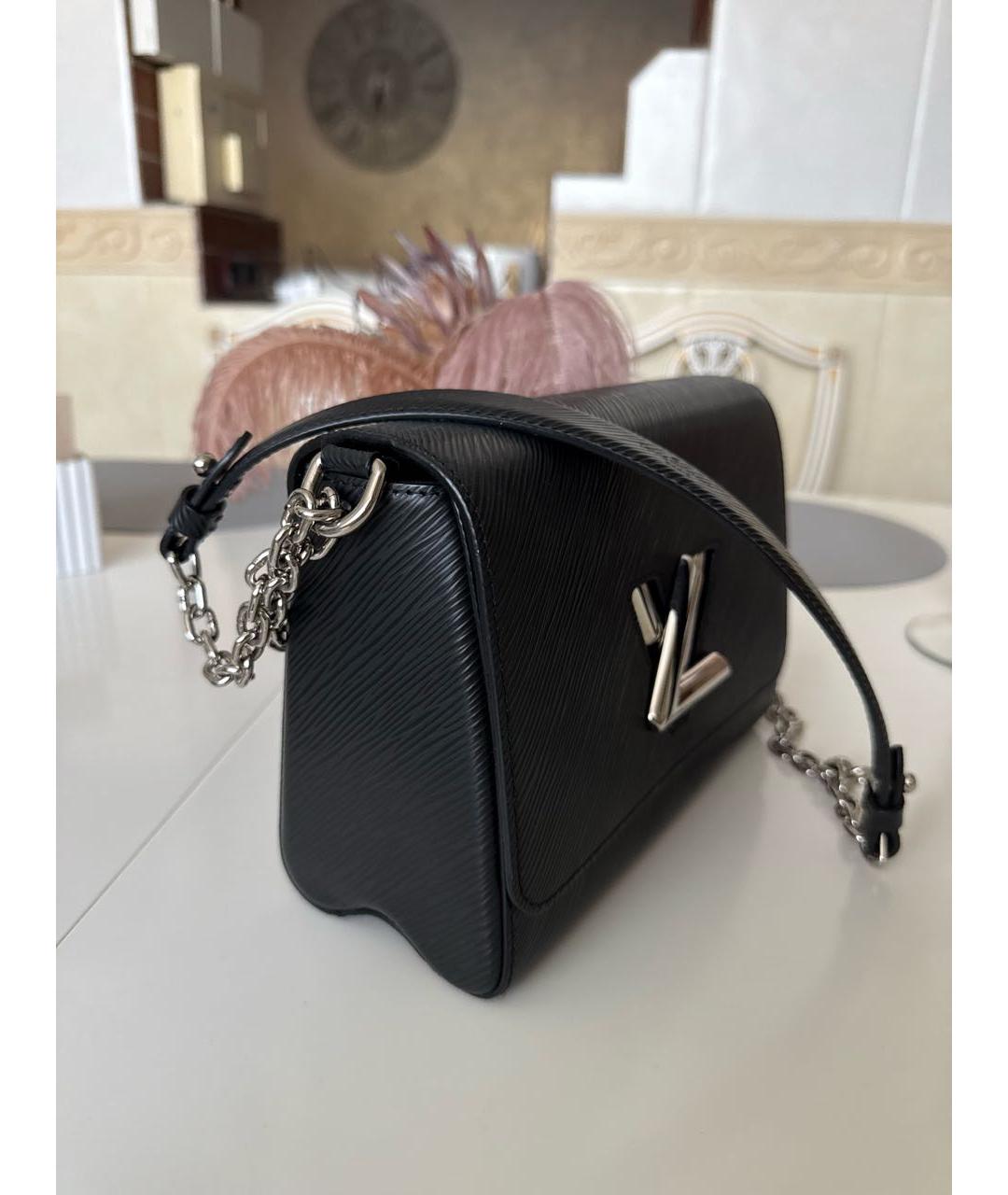 LOUIS VUITTON Черная кожаная сумка через плечо, фото 7