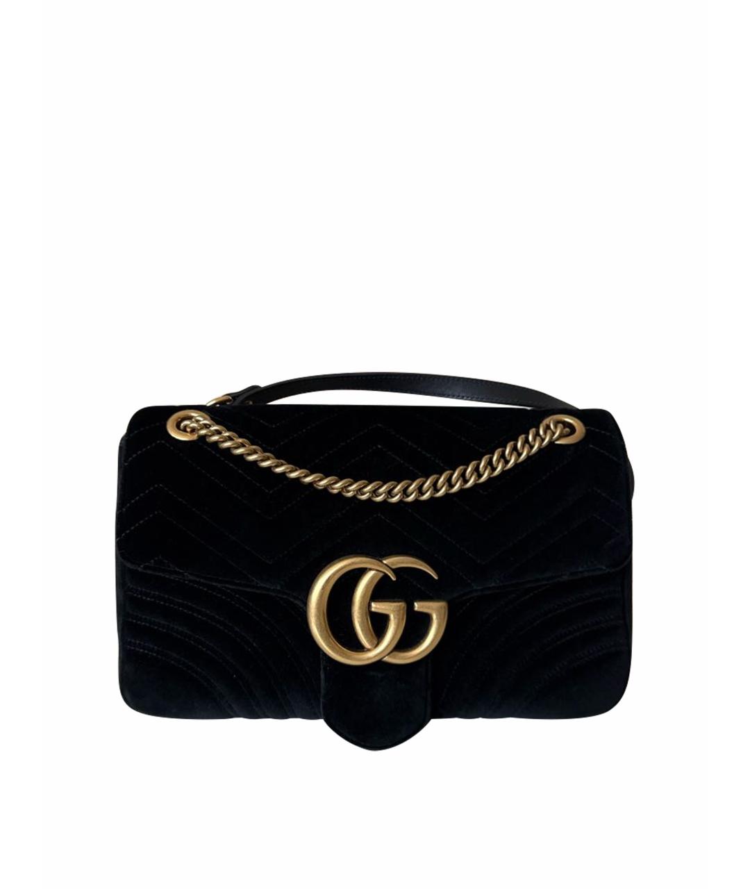 GUCCI Черная бархатная сумка через плечо, фото 1