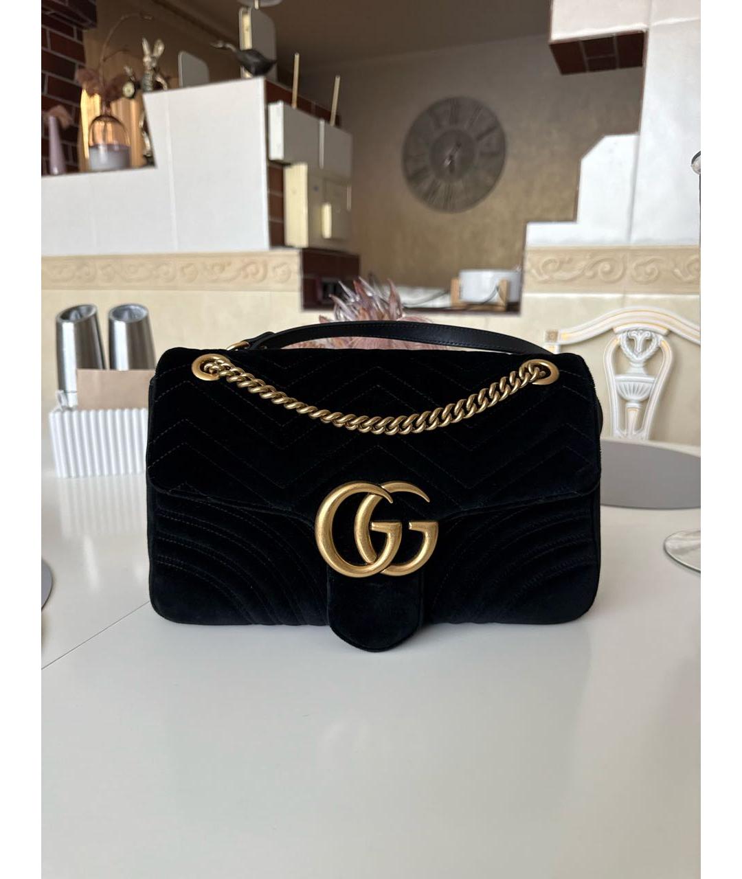 GUCCI Черная бархатная сумка через плечо, фото 5