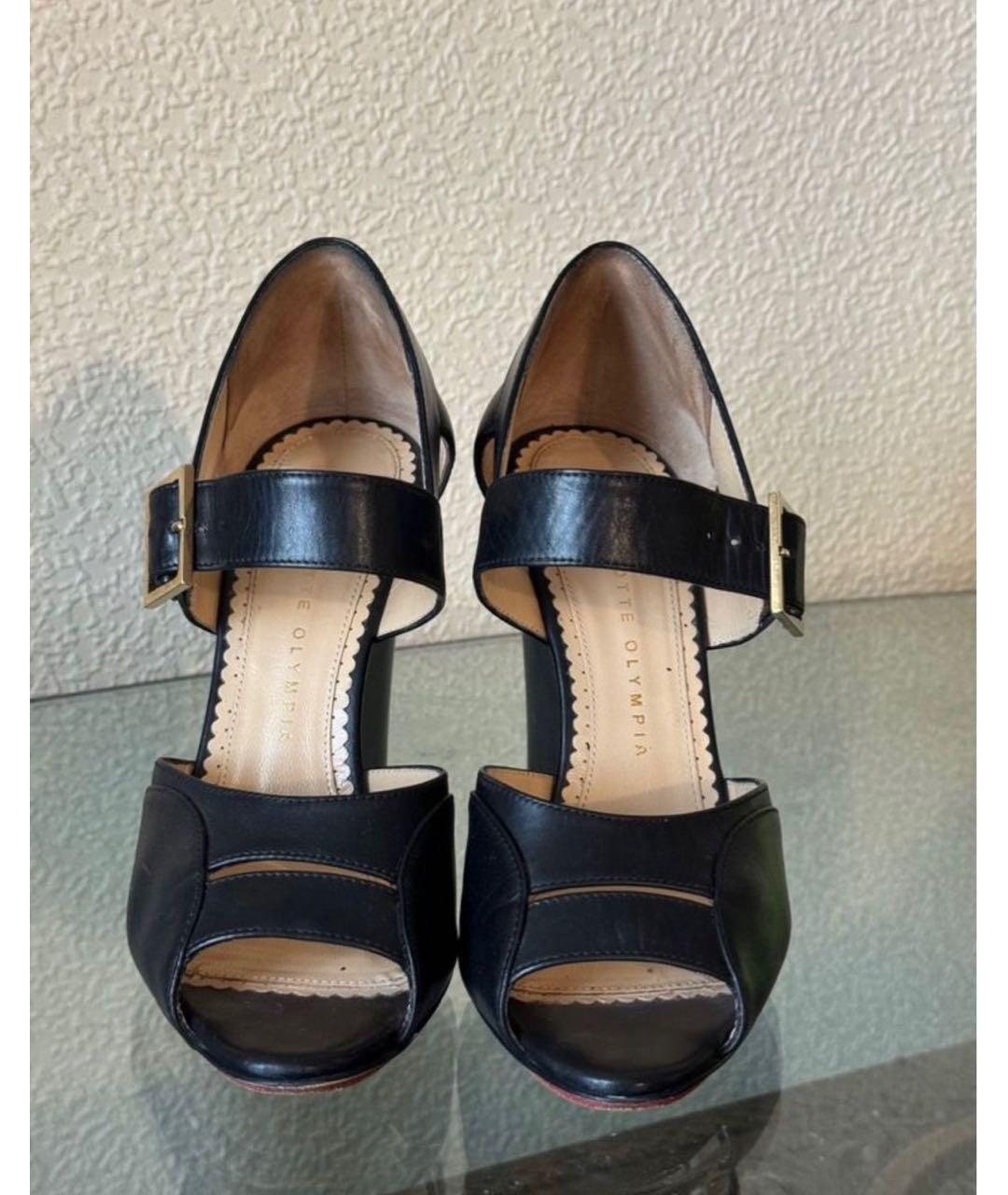 CHARLOTTE OLYMPIA Черные кожаные босоножки, фото 2