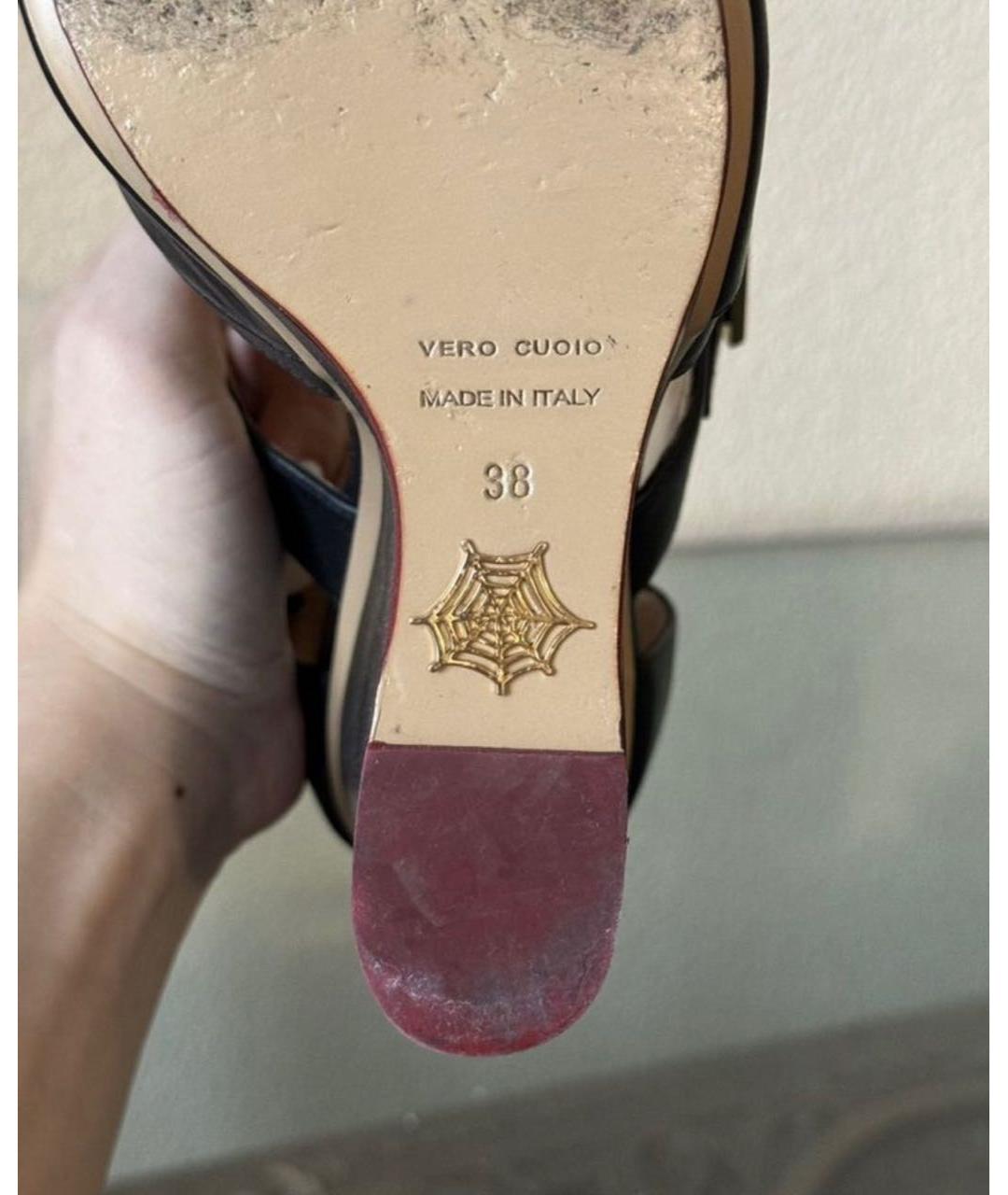 CHARLOTTE OLYMPIA Черные кожаные босоножки, фото 4