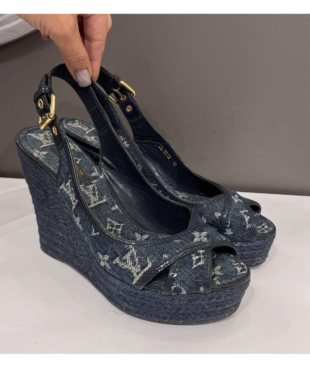 LOUIS VUITTON Темно-синие босоножки, фото 2