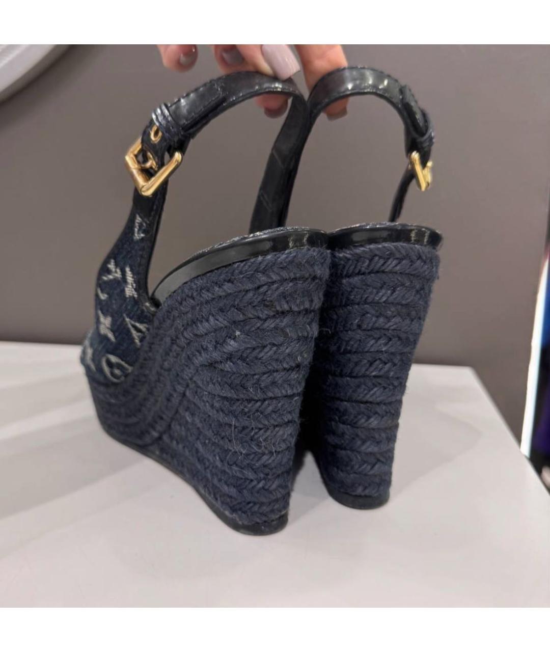 LOUIS VUITTON Темно-синие босоножки, фото 3