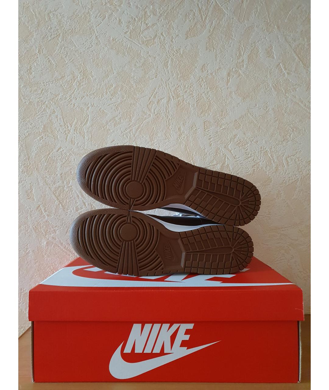 NIKE Коричневые кожаные высокие кроссовки / кеды, фото 4
