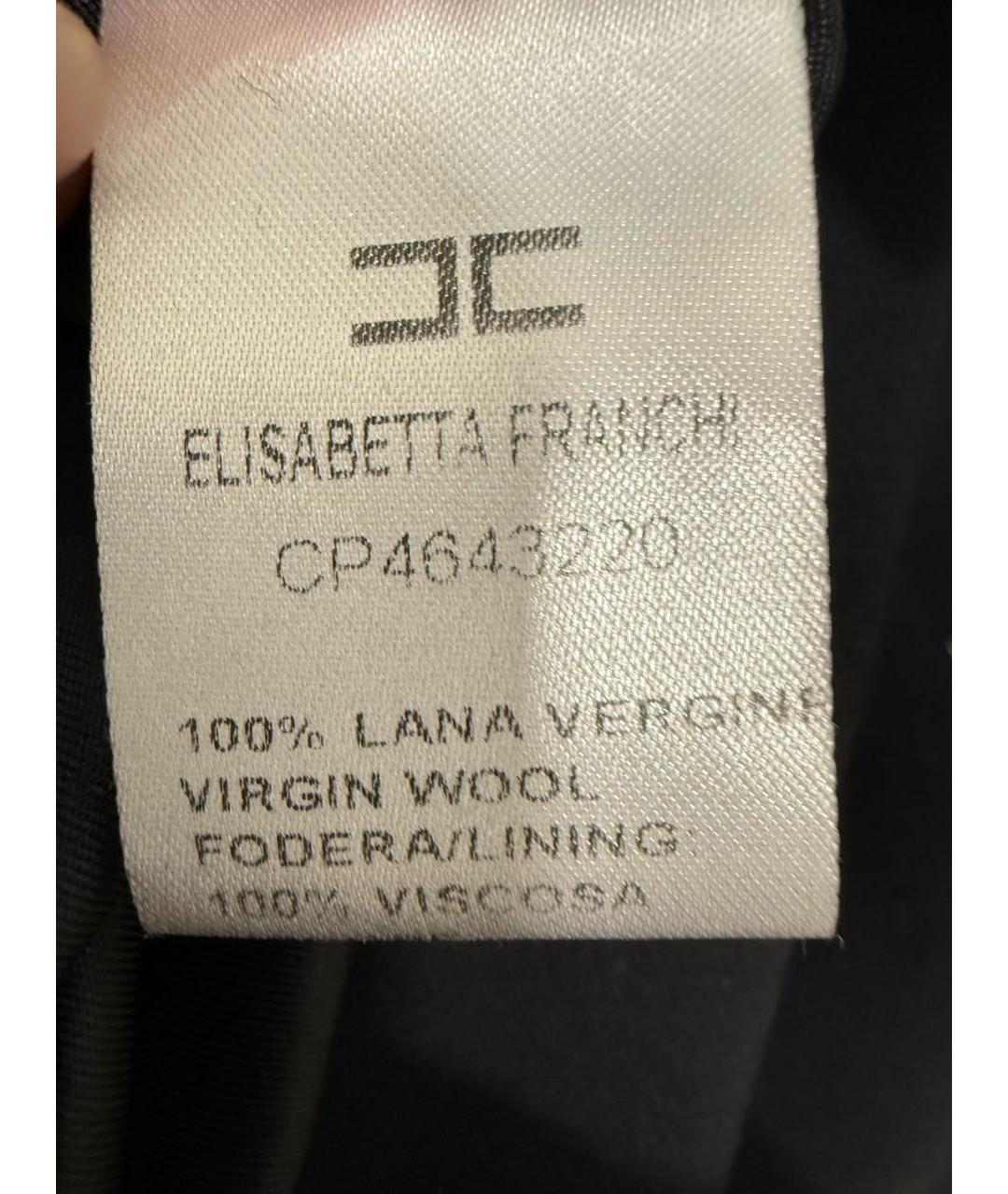 ELISABETTA FRANCHI Черное шерстяное пальто, фото 4