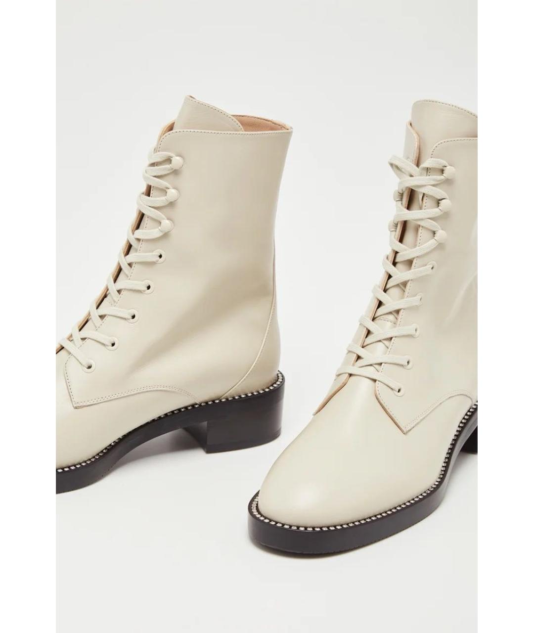 STUART WEITZMAN Белые кожаные ботинки, фото 4