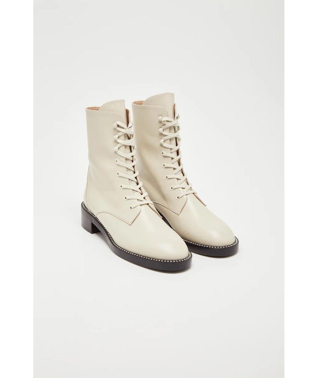 STUART WEITZMAN Белые кожаные ботинки, фото 2