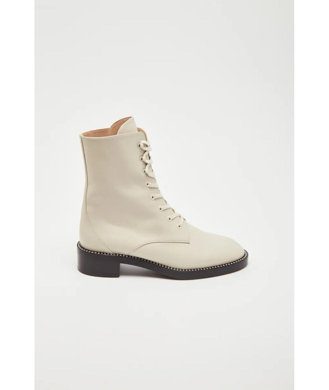 STUART WEITZMAN Белые кожаные ботинки, фото 5