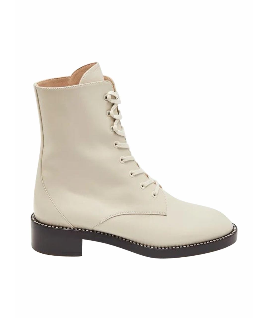 STUART WEITZMAN Белые кожаные ботинки, фото 1