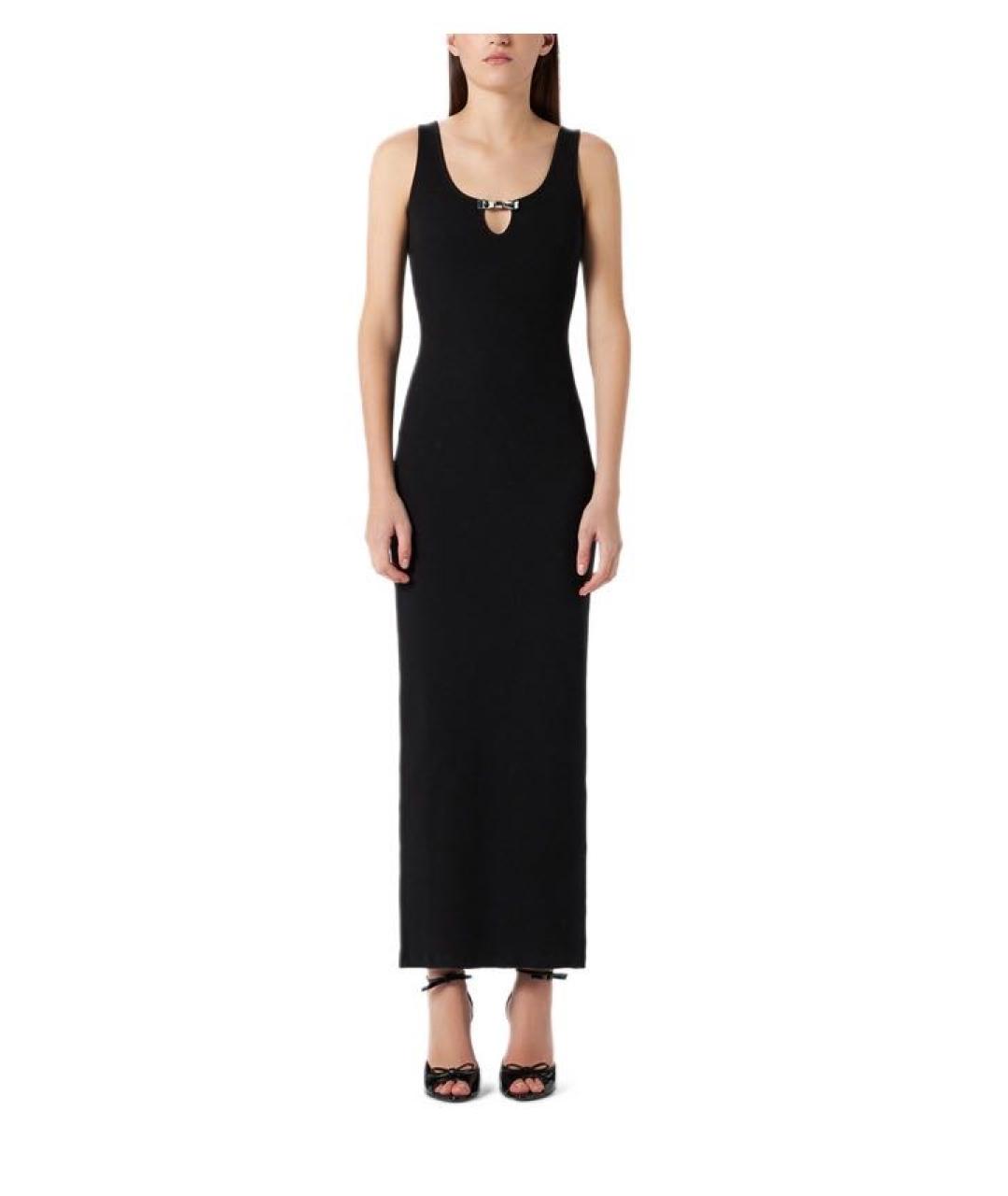 BLUMARINE Черное хлопко-эластановое повседневное платье, фото 2