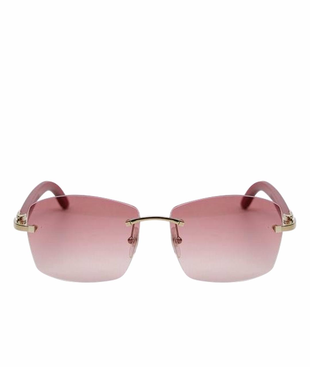 CARTIER Красные деревянные солнцезащитные очки, фото 1
