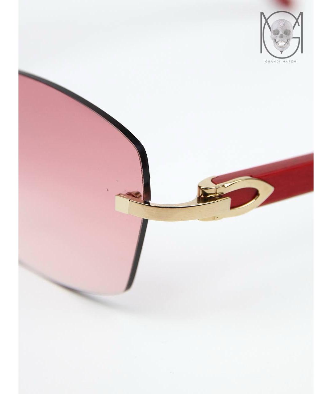 CARTIER Красные деревянные солнцезащитные очки, фото 3
