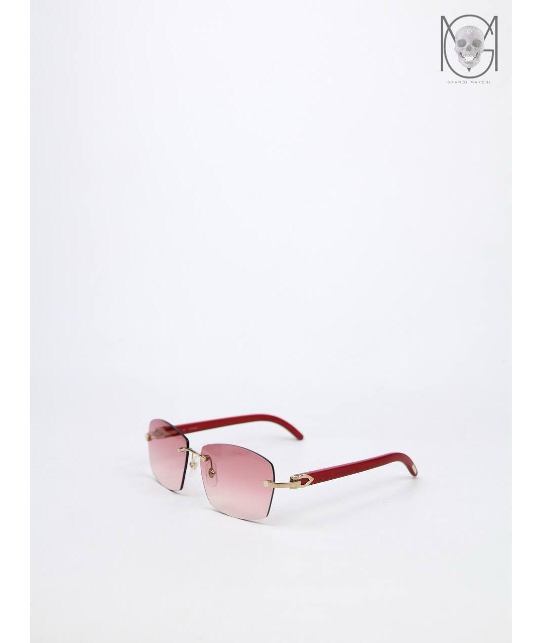 CARTIER Красные деревянные солнцезащитные очки, фото 2