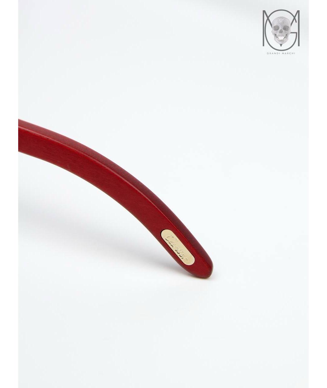CARTIER Красные деревянные солнцезащитные очки, фото 7