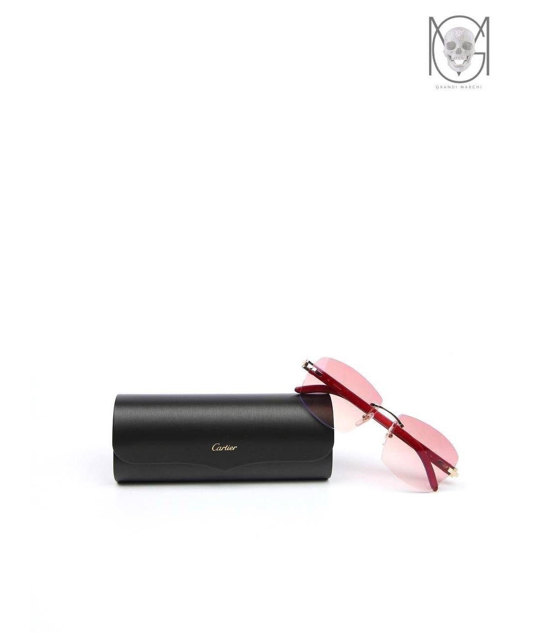 CARTIER Красные деревянные солнцезащитные очки, фото 5