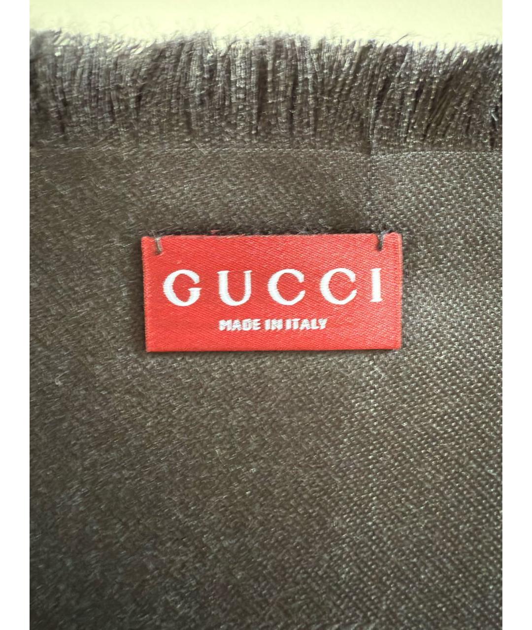GUCCI Черный шерстяной платок, фото 7