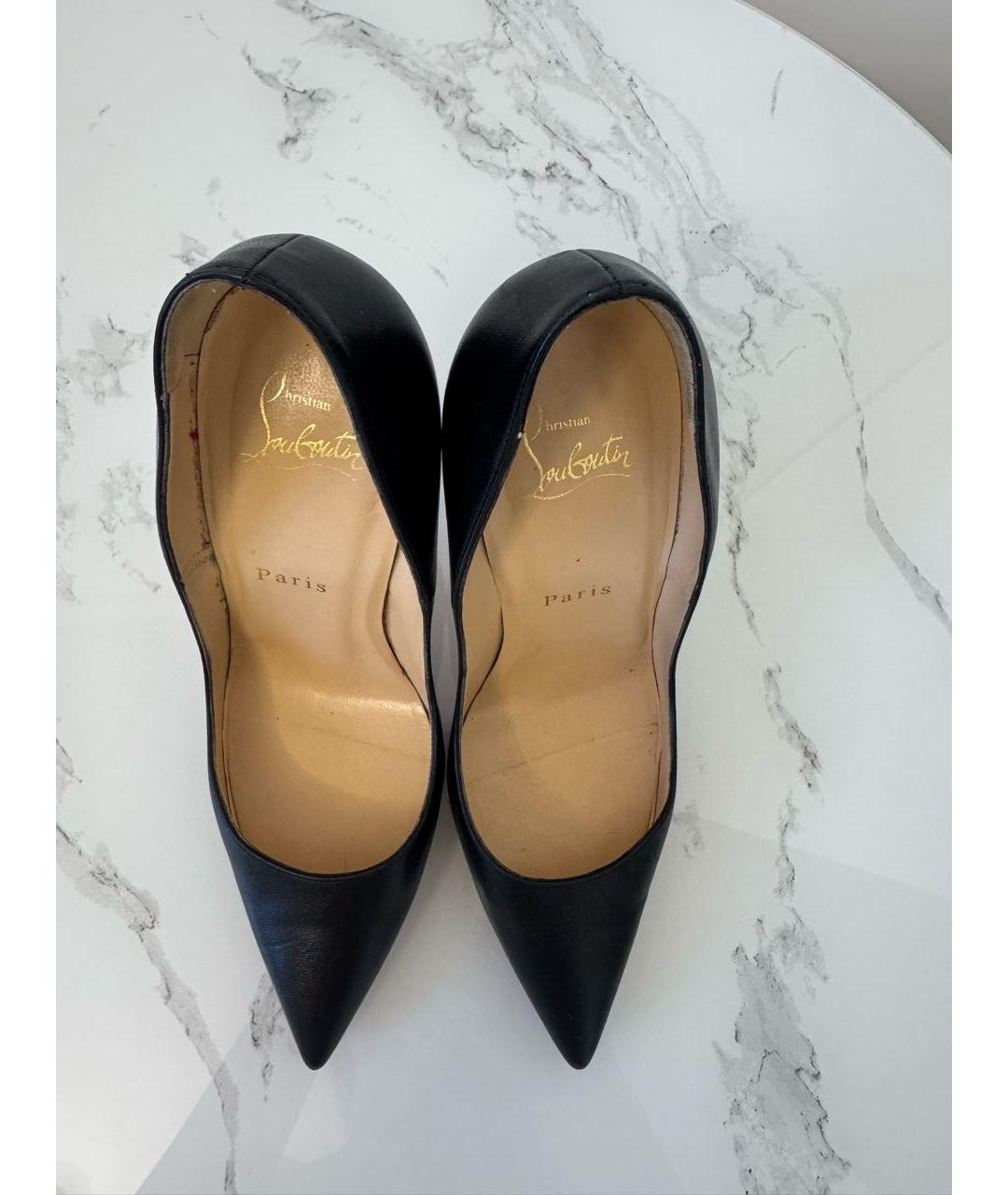 CHRISTIAN LOUBOUTIN Черные кожаные туфли, фото 4