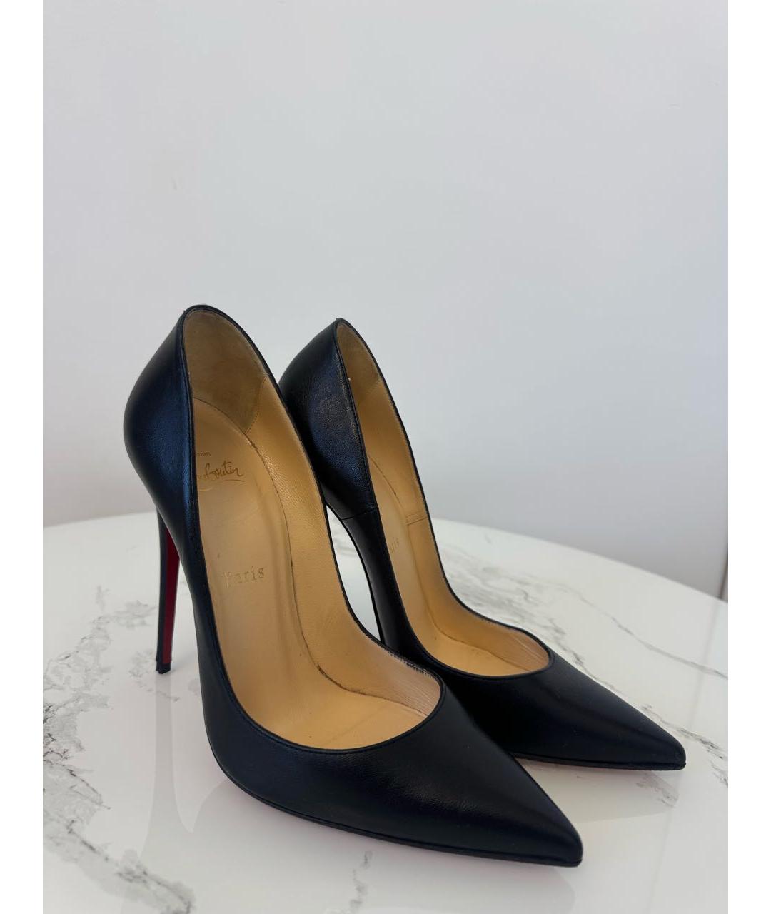 CHRISTIAN LOUBOUTIN Черные кожаные туфли, фото 3