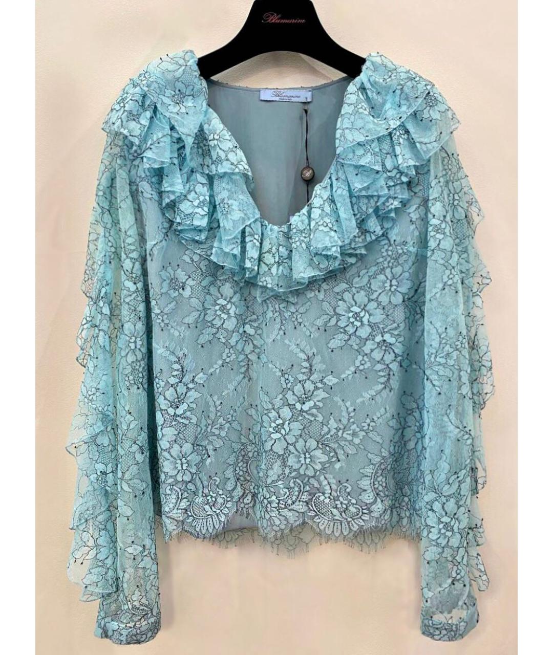 BLUMARINE Бирюзовая ацетатная блузы, фото 6