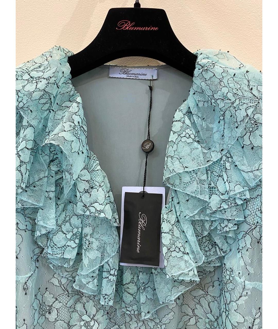 BLUMARINE Бирюзовая ацетатная блузы, фото 3