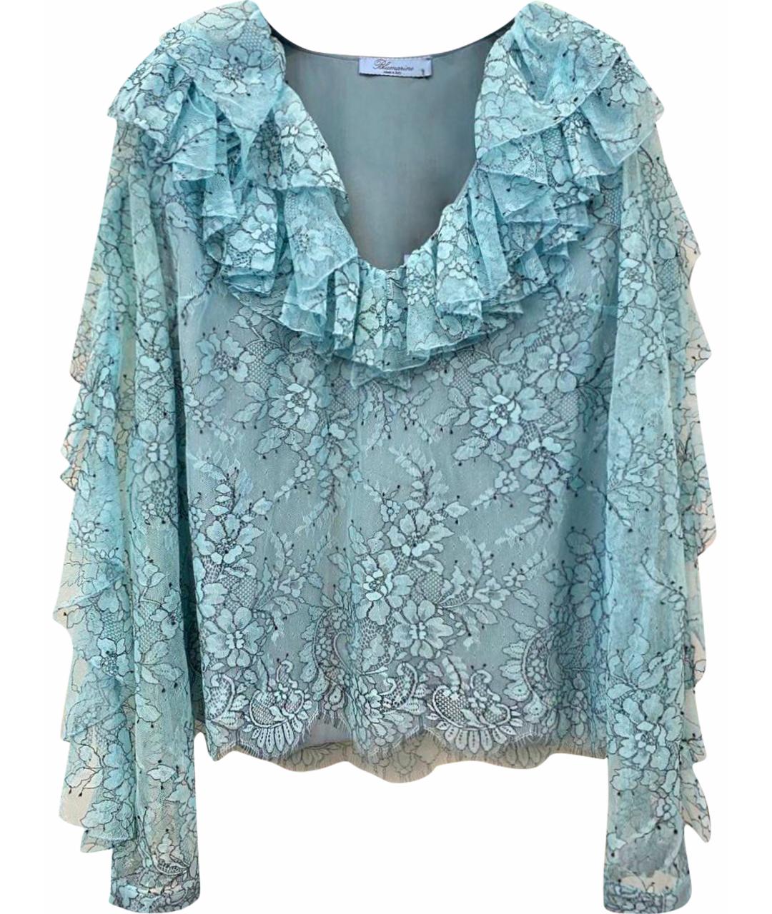 BLUMARINE Бирюзовая ацетатная блузы, фото 1