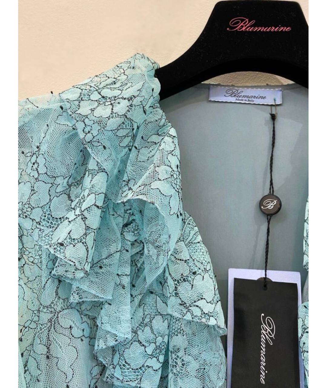 BLUMARINE Бирюзовая ацетатная блузы, фото 5