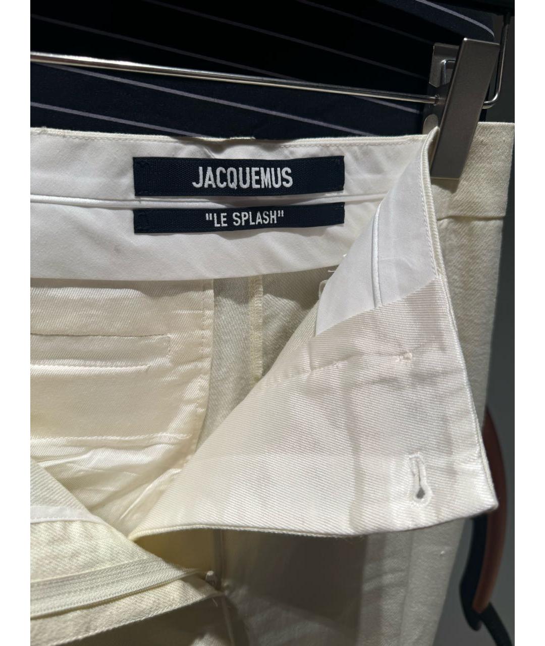 JACQUEMUS Белые льняные прямые брюки, фото 2