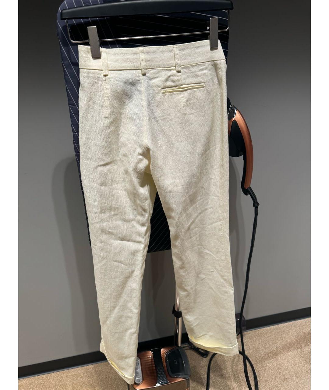 JACQUEMUS Белые льняные прямые брюки, фото 4