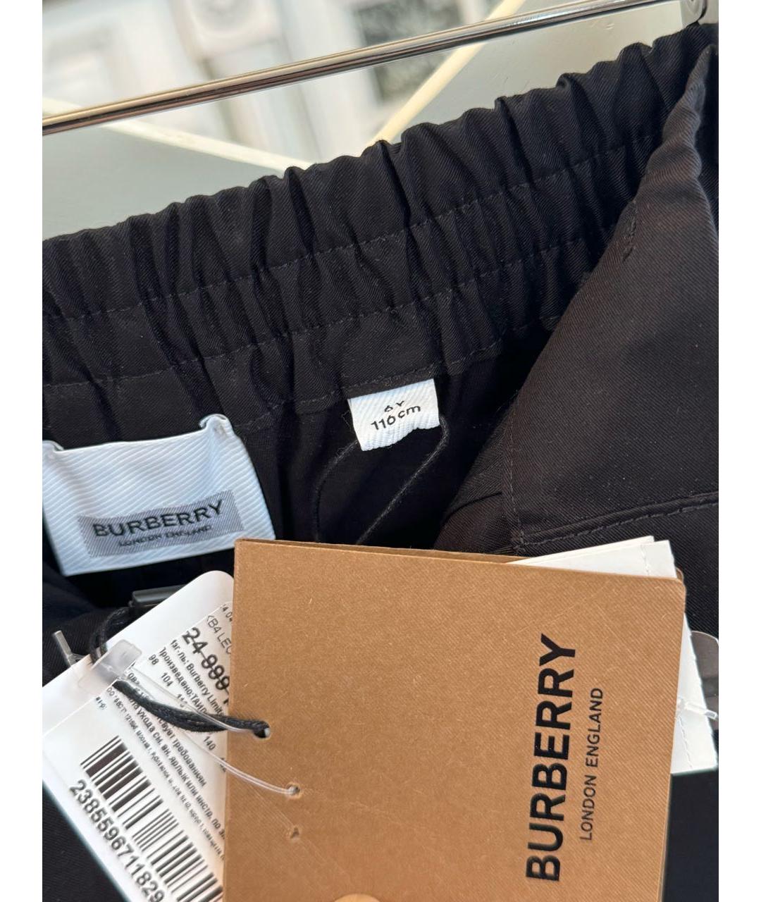 BURBERRY Черные хлопковые брюки и шорты, фото 3
