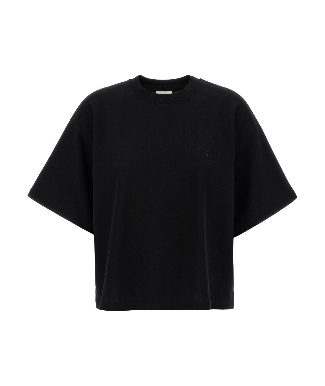SAINT LAURENT Черная хлопковая футболка, фото 1