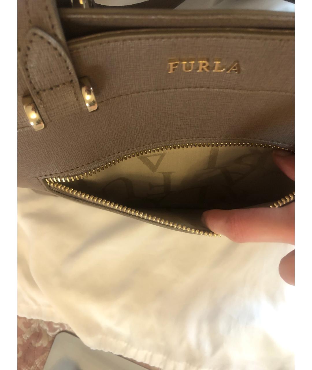 FURLA Бежевая кожаная сумка тоут, фото 9