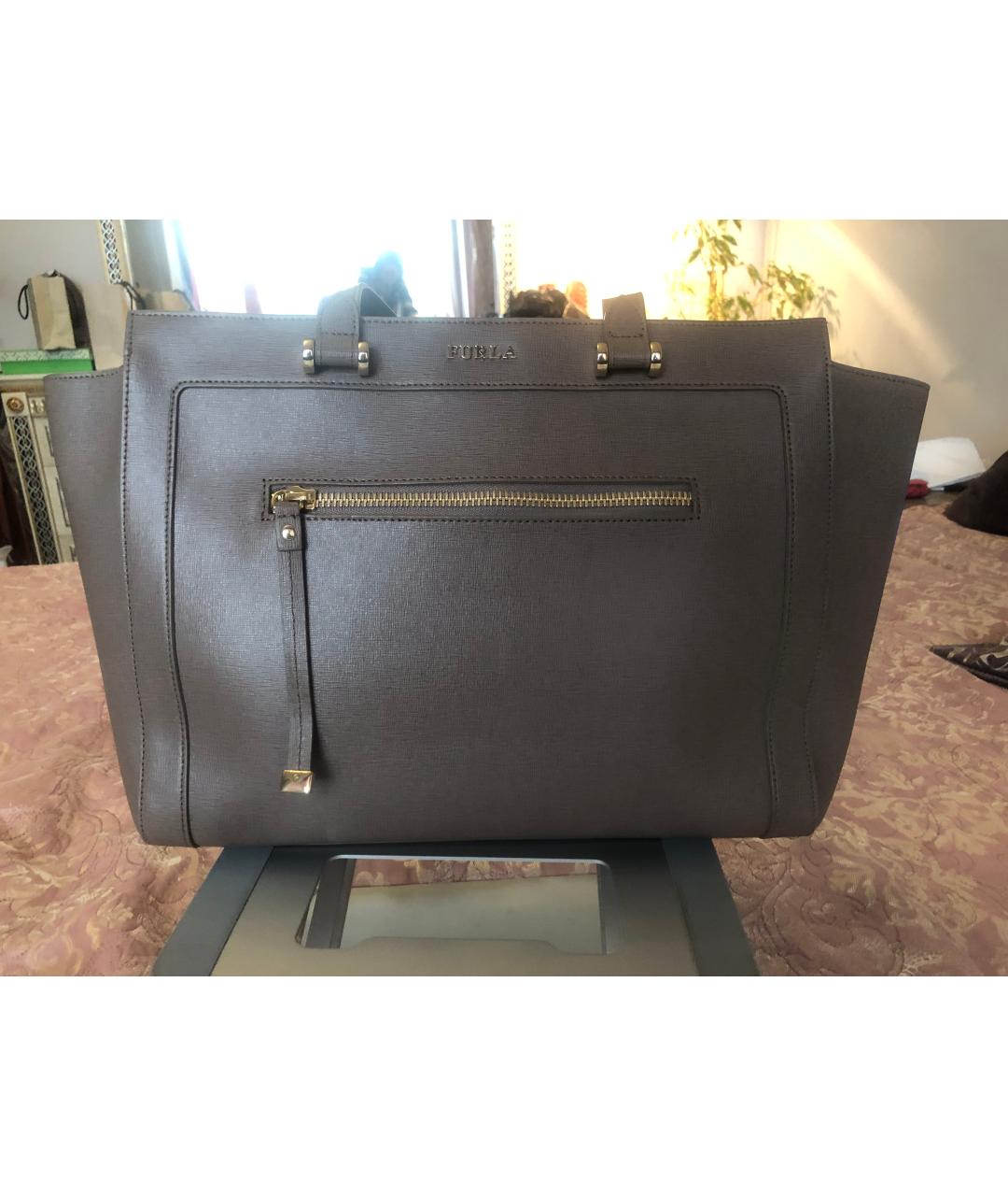 FURLA Бежевая кожаная сумка тоут, фото 10
