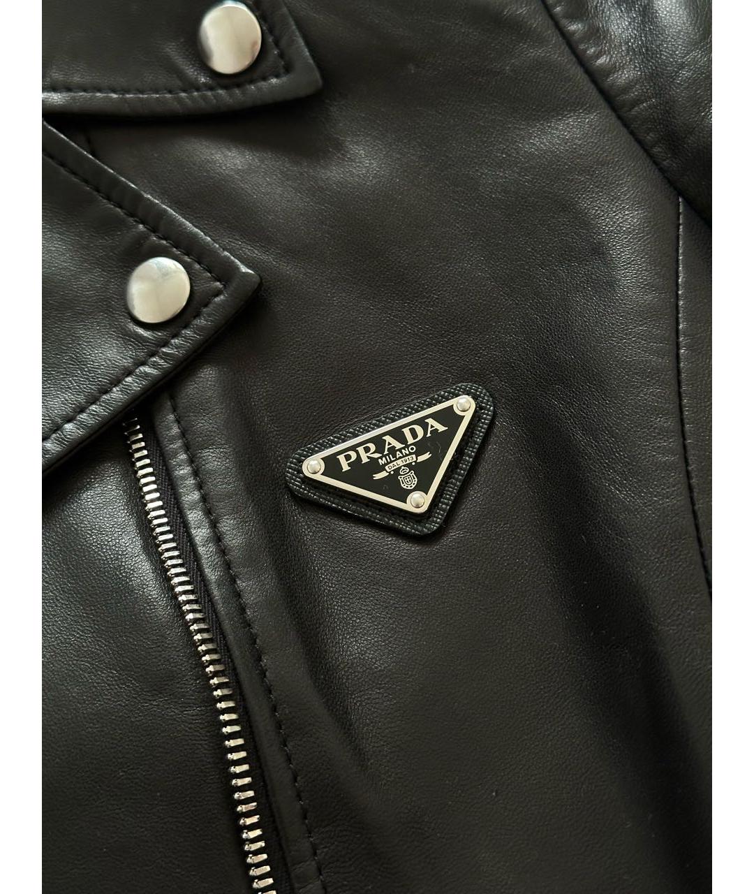 PRADA Черная кожаная куртка, фото 4