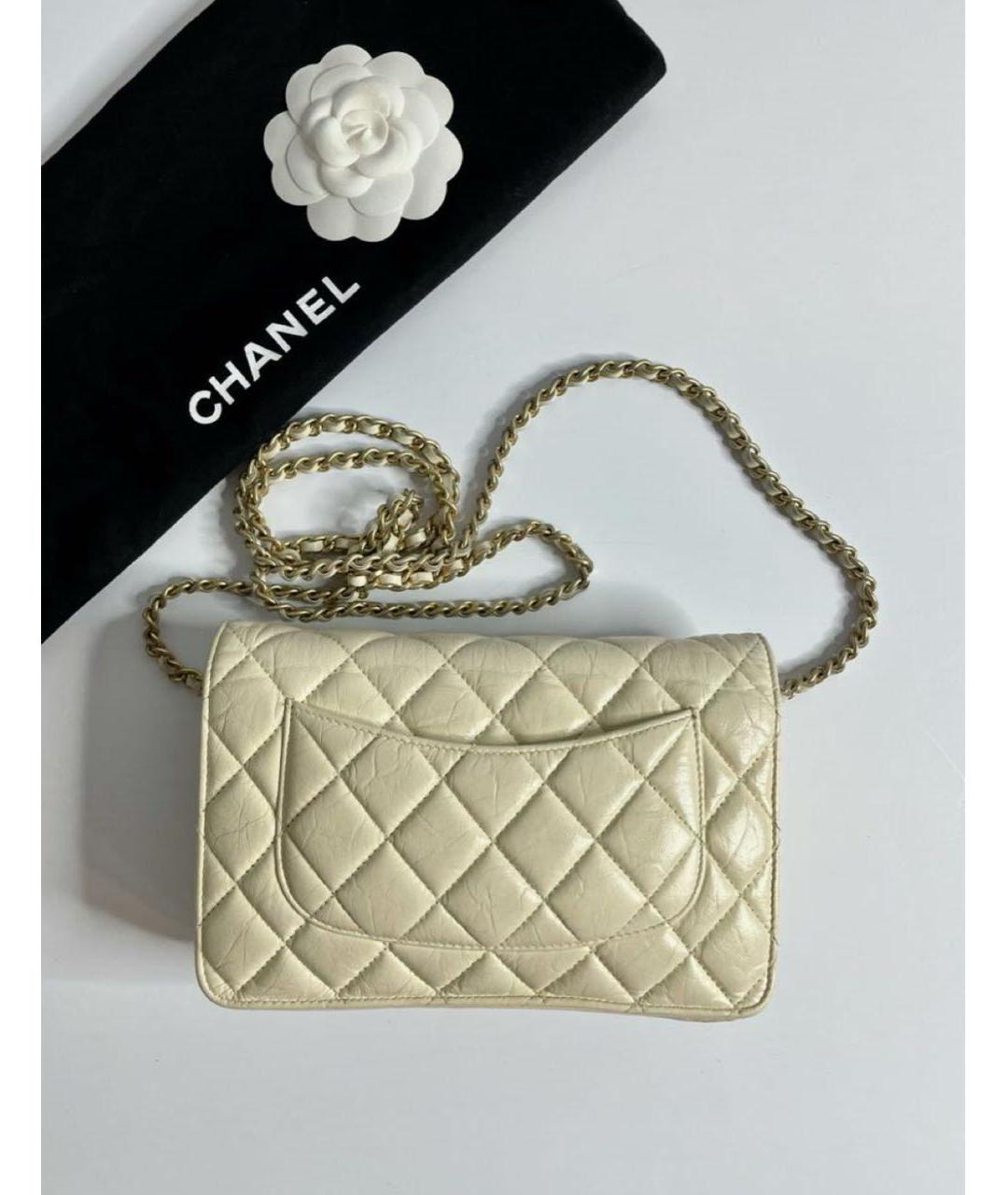CHANEL Белая кожаная сумка через плечо, фото 3