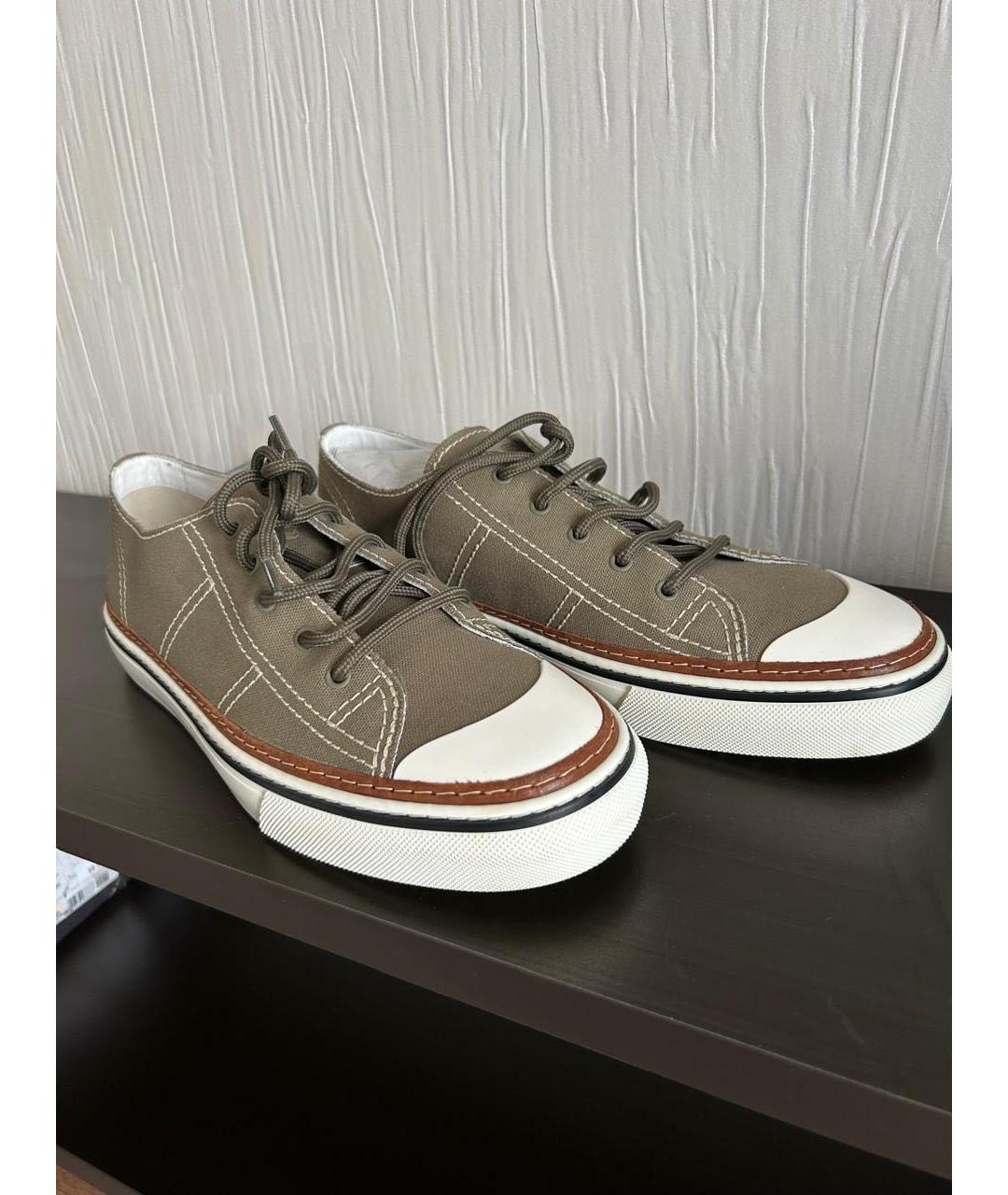 TOD'S Хаки текстильные низкие кроссовки / кеды, фото 4